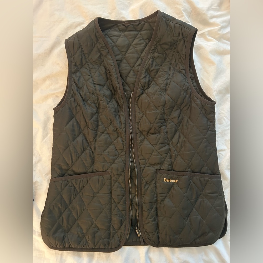 Barbour Beadnell Waxed Jacket in Olive with Vest Insert - UK14 / US10 - Picture 5 of 8